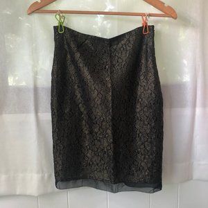 Metallic Gold Lace Pencil Skirt